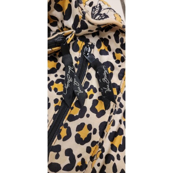 Vera Bradley “Go Wild” Quilted Shoulder Bag Yellow Floral Leopard Print Zip Tote - Picture 11 of 16